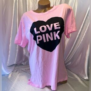 Victorias Secret PINK Tshirt Heart Logo Pink Boyfriend Oversized Large